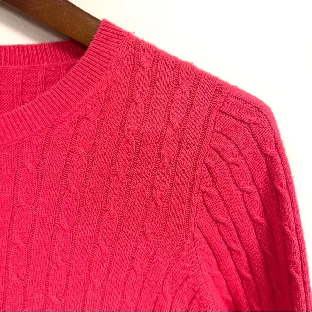 J Crew pink wool/cashmere blend cable knit sweater S/M